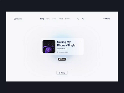 Shazam Rebranding — Search Animation animation applemusic branding clean glassmorphism minimal music neomorphism search selections shazam smooth ui ux website weekly warm up white