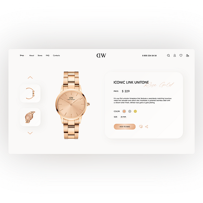 Product card - DW watch adobe photoshop design neomorphism product card redesign concept shop ui ux watch website