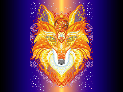 Illustration "Flame fox" abstract design character design digital illustration fox fox illustration graphicdesign illustration illustration art vector vector illustration vectorart