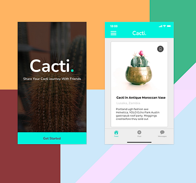 Cacti Social Media App app cacti design ios mockup plants social media social media design ui ux