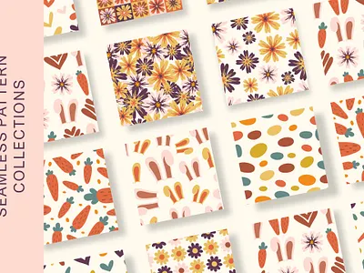 Easter Day Seamless Pattern Collections colorful design easter easter bunny easter day easter egg illustration organic pattern art patterns seamless pattern vector