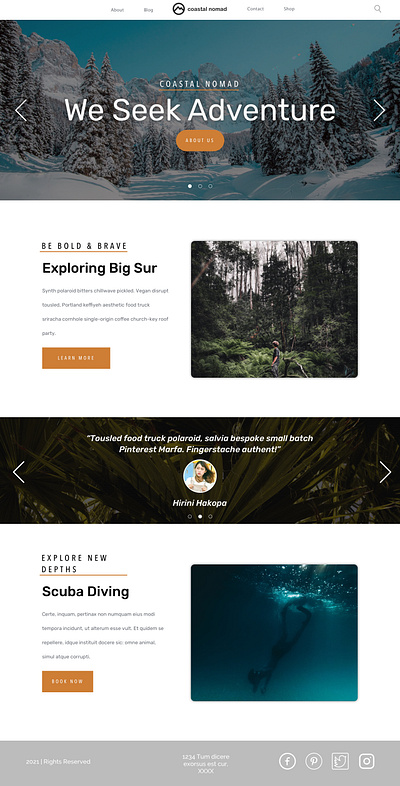 Adventure Company Landing Page adventure big sur landing page landing page ui uidesign website website builder