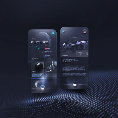 Future Police Info App Concept futurism futuristic ui glassmorphism minimal mobile neumorphism police uidesign weapons