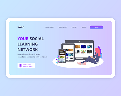 Social Learning Network - Website / Landing Page bitbithooray branding course education elearning flat illustration landing page learn minimal social media social network ui ux vector webapp webdesign website