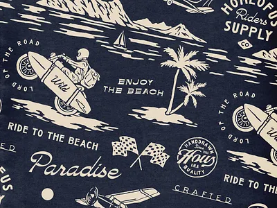 Beachy Pattern badge design beach branding illustration palm pattern t shirt design vintage vintage badge