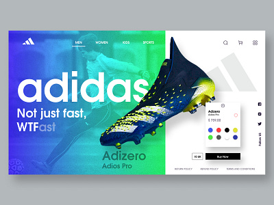 Adidas Football Shoe Landing page adidas adidas originals asics fashion football football shoe football ui glassmorphism header design landing design landing page nike noise reebok shoe ui sketchers uiux ux wtf