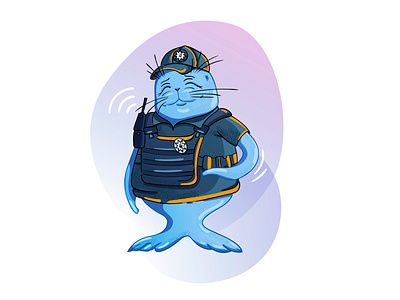 Fur-seal Policeman 2d character color flat illustration illustrator seal vector