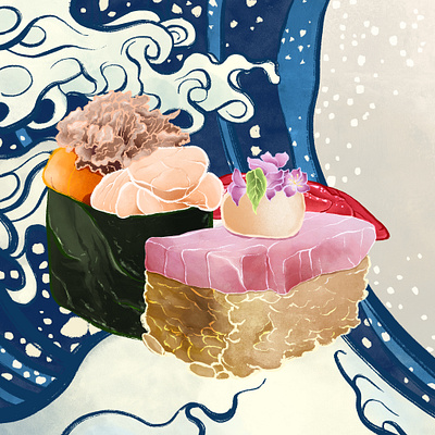 Flavours of the Sea design digital food illustration foodillustration illustration illustrator procreate procreate art sushi