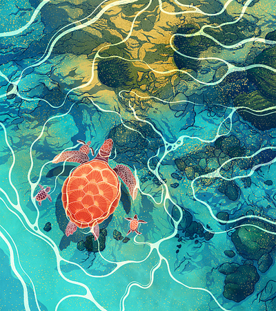 Crystal Clear animal illustration design digital editorial editorial illustration illustration illustrator nature procreate procreate art turtle