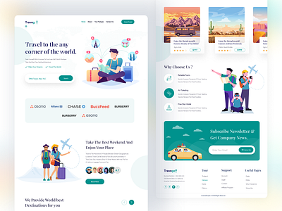 Travel Website Home Page agency airbnb booking website creativepeoples debut shot illustraion landign page tour tour guide tour website tourism tourist app travel agency travel agency logo travel agency website travel app travel landing page traveling ux