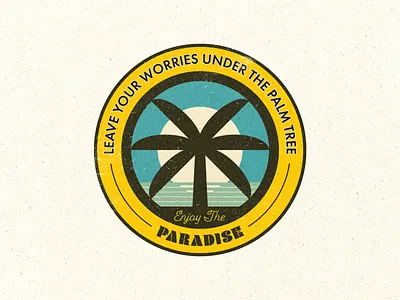 Palm Tree Summer Badge badge beach label ocean palm tree paradise summer sun sunset