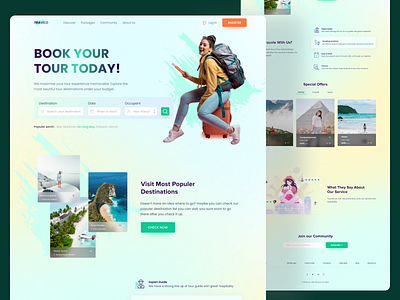 Travel Agency Landing Page design illustration landingpage logo tour tourism tourist travel traveling trendy ui uiux ux web design webdesign