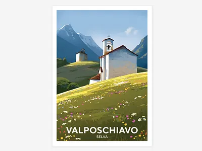 Valposchiavo - Selva alps graphic illustration landscape mountain poschiavo poster switzerland