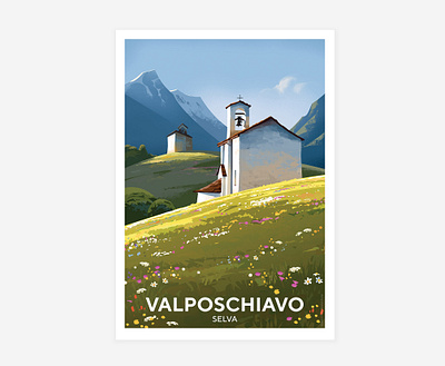 Valposchiavo - Selva alps graphic illustration landscape mountain poschiavo poster switzerland