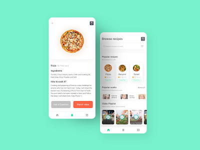 Pizza Preparation App Ui app clean ui cook food mansoorcreative minimal preparetion spicy steps tutorials ui ux video