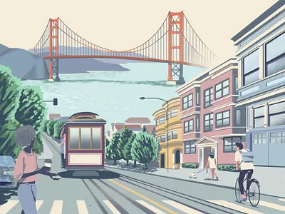 Hello San Francisco city design illustration