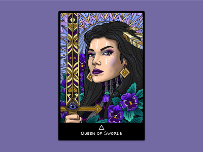 Queen of Swords Tarot Card air character design digital art digital illustration digitalart drawing girl girl illustration illustration procreateapp queen sword tarot tarot card