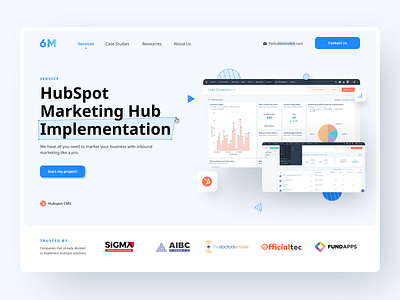 6Minded Website Design 6minded agency blue business clean figma header hubspot marketing modern ui visual web webdesign white
