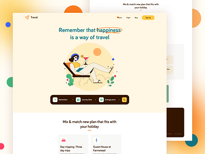 Travel Landing Page 2021 trend agency clean clean ui color illustration landing page minimal traveling uiux ux ui vacation vector