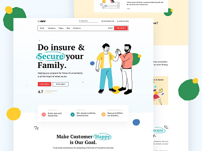 Insurance company page concept agency business car insurance corporate creative heath illustration insurance life insurance marketing minimal portfolio startup