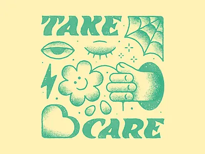 Take Care album cover artwork band chamomile flower illustration indie music type typography vector