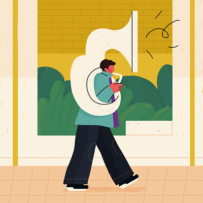 Susaphone guy art artwork brushes creativity design digitalpainting drawing freelanceillustrator illustration illustration art illustrationartist manonina music music art musician photoshop sousaphone streetillos streetportrait