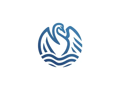 swan logo animal bird blue branding classic clean illustration logo love mark minimal negative space peace simple swan water waves white