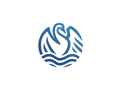 swan logo animal bird blue branding classic clean illustration logo love mark minimal negative space peace simple swan water waves white