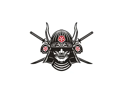 Samurai mask logo design branding classic illustration katana logo mark mask negative space ninja samurai shinobi sport sword sword logo vector warrior