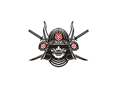 Samurai mask logo design branding classic illustration katana logo mark mask negative space ninja samurai shinobi sport sword sword logo vector warrior