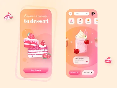 Dessert Ecommerce app buy colorful colors colors palette design drinks ecommerce gradient inspiration minimal mobile online pink shop smoothie ui uidesign ux uxdesign