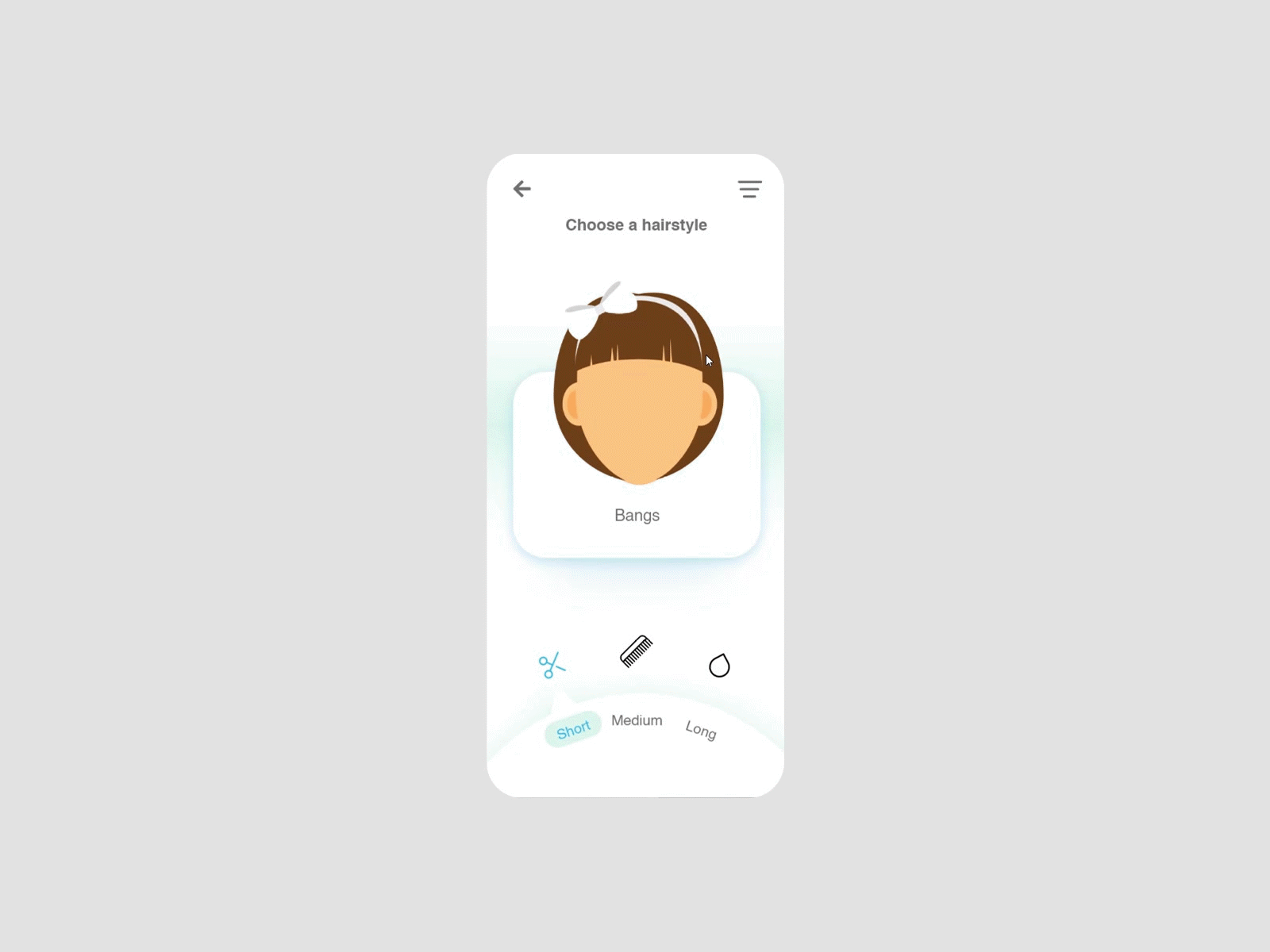 Hair day ! adobe xd icon illustraion interaction interface mobile mobile app motion swipe ui