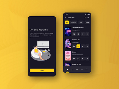 Sarki Play app best design chart dailyui dark dark ui design homepage mobile music player onboarding player sarki play sirana spotify ui video player youtube