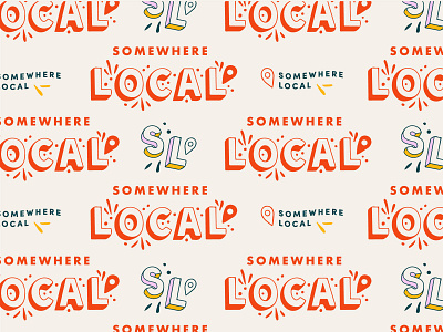 Somewhere Local Brand Patterns 3d artistic logo brand identity brand mark brand packaging brand pattern celebration community confetti lettering lettering art location location icon pin retro submark three dimensional