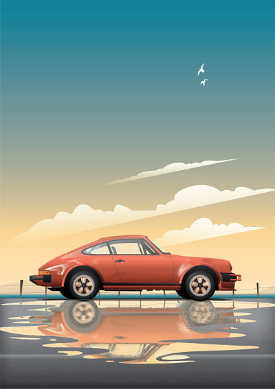 Porsche Illustration artwork car illustration colors gradient graphic illustration porsche 911 porsche artwork poster vector