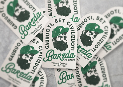 Beard. Hairy, but civilized. beard cap characterdesign design drawing green grit grunge halftone illustration lithuania logo mascot mascot logo merchdesign retro type typography vintage