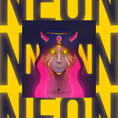 Neon character illustration procreate