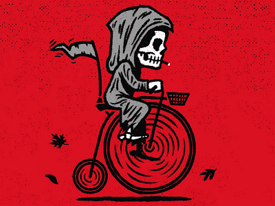 End-of-life Cycle autumn bicycle cigarette cycling fall grim reaper peddle penny farthing racing smoking