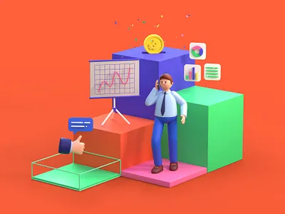 ₿ factory 3d art bitcoin business c4d character crypto design illustration nft redshift render