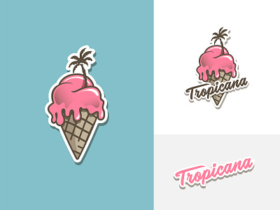 Tropicana Ice Cream branding branding design ice cream logo ice cream shop logodesign palm tree