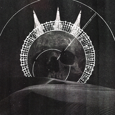 #collageretreat 115. 02/27/2021. black and white collage collage art crown diagram digital collage digital illustration distorted type dunes illustration scanner type skull surreal textured typography weird