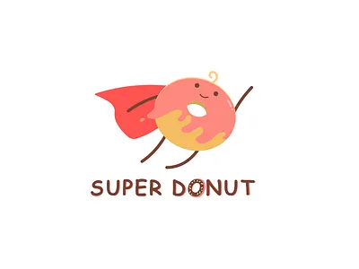 Super Donut Logo 2d adobe adobe illustrator advertising animation art branding characterdesign creative cute design dessert donut drawing icon logo mark painting superman vectorart