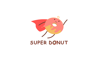 Super Donut Logo 2d adobe adobe illustrator advertising animation art branding characterdesign creative cute design dessert donut drawing icon logo mark painting superman vectorart