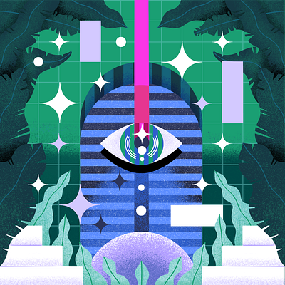 ✨👁✨ abstract eye geometric grid illustration plants sparkle