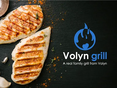 Volyn Grill. Banner & logo. banner chicken fire food grill hot logo ua uk ukraine usa vector wind winddesignua