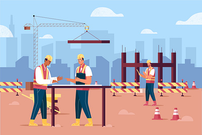 Engineers Working on Construction character construction constructor engineers illustration lifestyle people illustration vector illustration