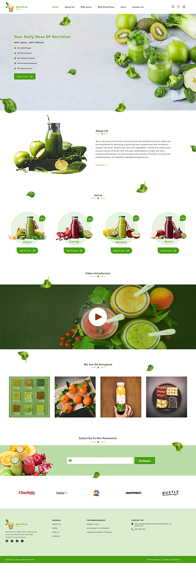 Amrutras Juice Homepage homepage homepage design juice juice bar juice homepage juice landing page juice logo juice packaging juice shopping juices juicy ui ux design uiux web design webdesign website design