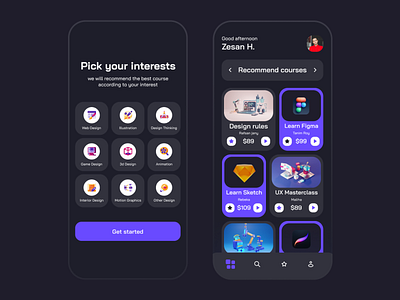 Online Course - Mobile App app application course dark ui design ios mobile online ui ux