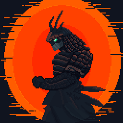 Samurai design pixel art samurai sunset