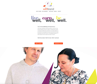 The WellBrand homepage brand colors brand concept brand creation brand design brand identity branding graphic design web design web designer website wellbranding